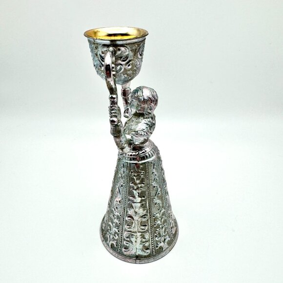 Vtg Silver & Gold Plated Nuremberg Germany Double Toasting Wedding Cup Figurine - Picture 2 of 10